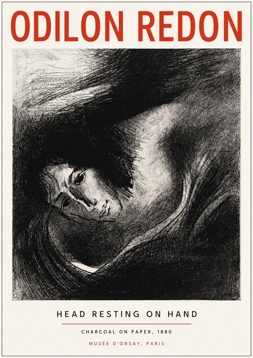 Odilon Redon Head Resting on Hand No3 - Poszter