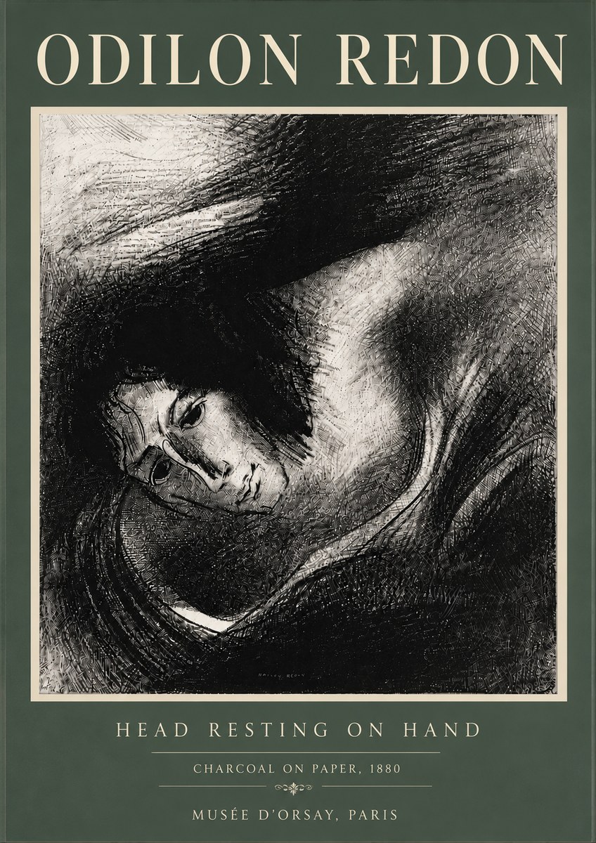 Odilon Redon Head Resting on Hand No6 - Poszter
