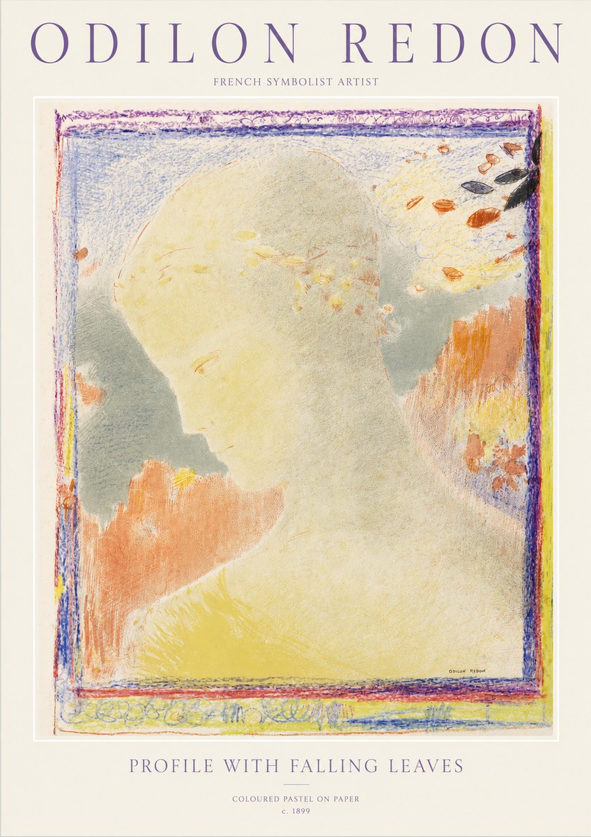 Odilon Redon Profile with Falling Leaves No1 - Poszter