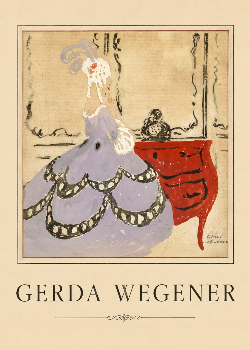 Gerda Wegener Lady in a Mauve Dress No5 - Poszter