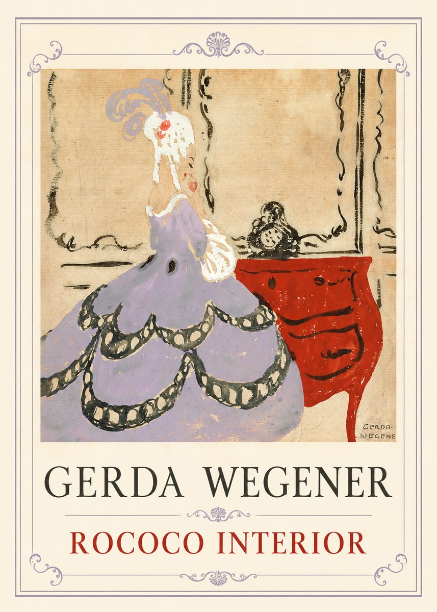 Gerda Wegener Lady in a Mauve Dress No6 - Poszter