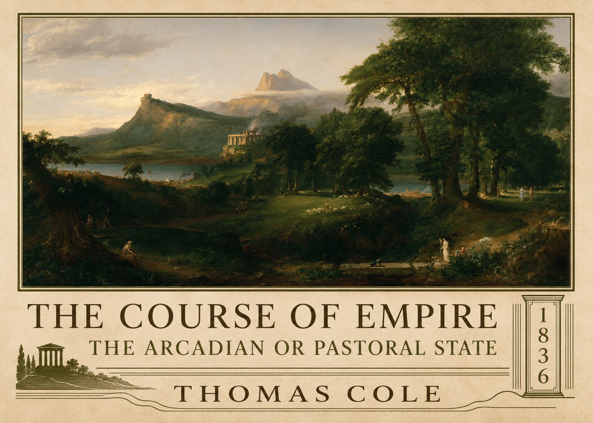 Thomas Cole The Course of Empire - the Arcadian or Pastoral State No2 - Poszter