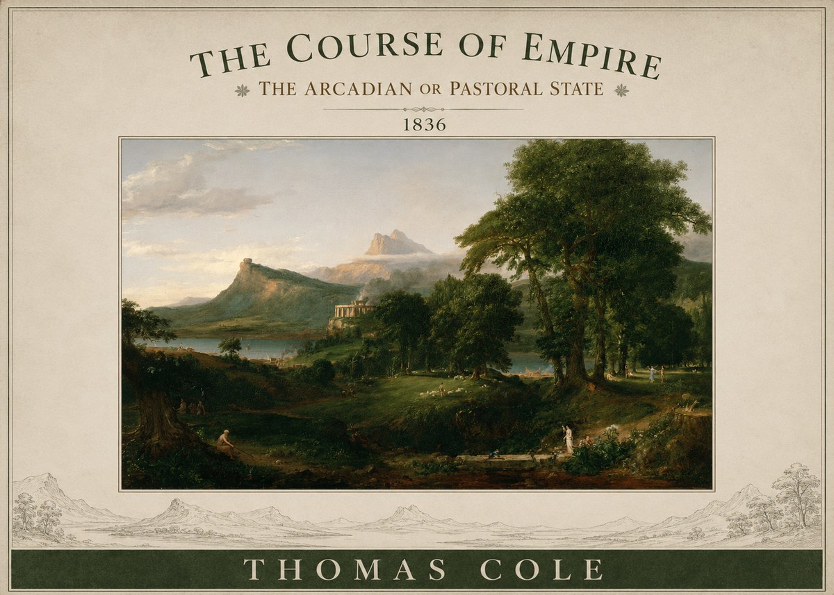 Thomas Cole The Course of Empire - the Arcadian or Pastoral State No3 - Poszter