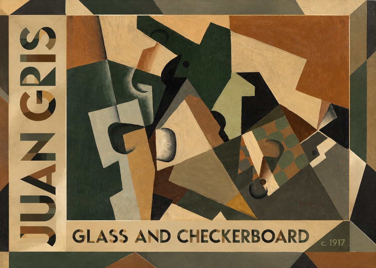 Juan Gris Glass and Checkerboard No1 - Poszter
