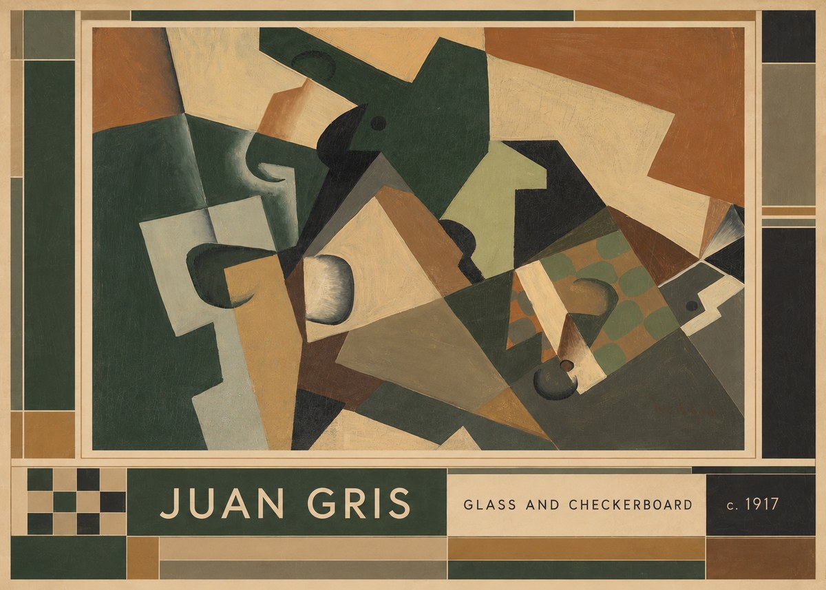Juan Gris Glass and Checkerboard No6 - Poszter