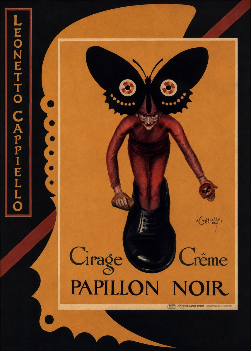 Leonetto Cappiello Cirage Crème Papillon Noir No2 - Poszter