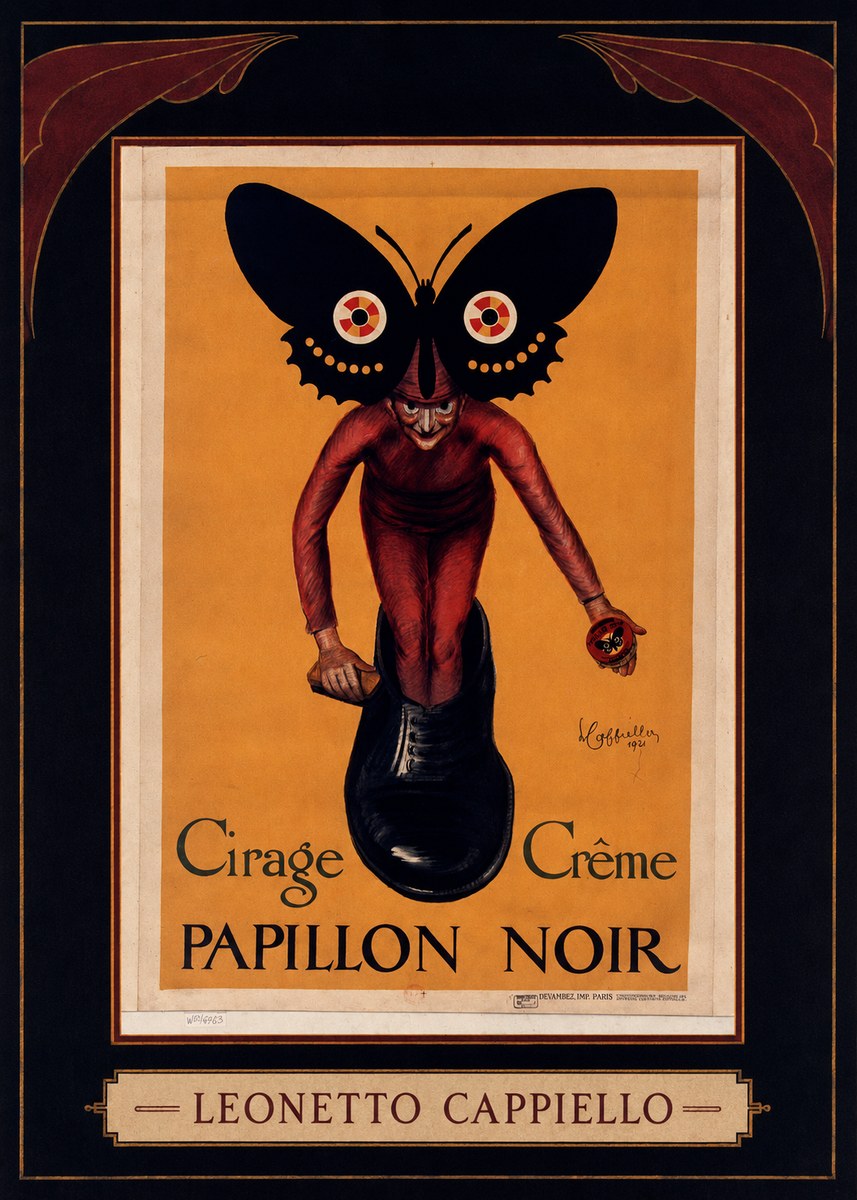Leonetto Cappiello Cirage Crème Papillon Noir No4 - Poszter
