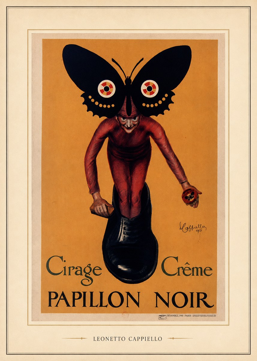 Leonetto Cappiello Cirage Crème Papillon Noir No5 - Poszter
