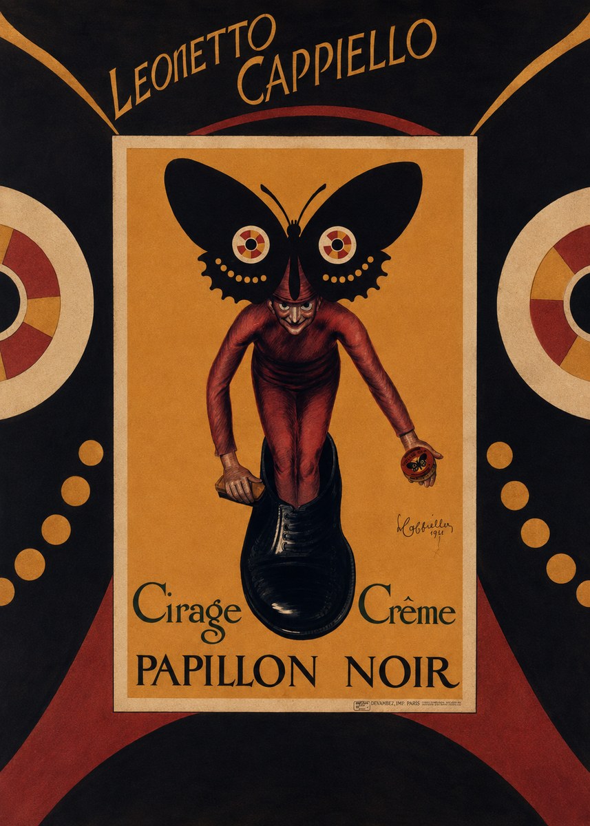 Leonetto Cappiello Cirage Crème Papillon Noir No6 - Poszter