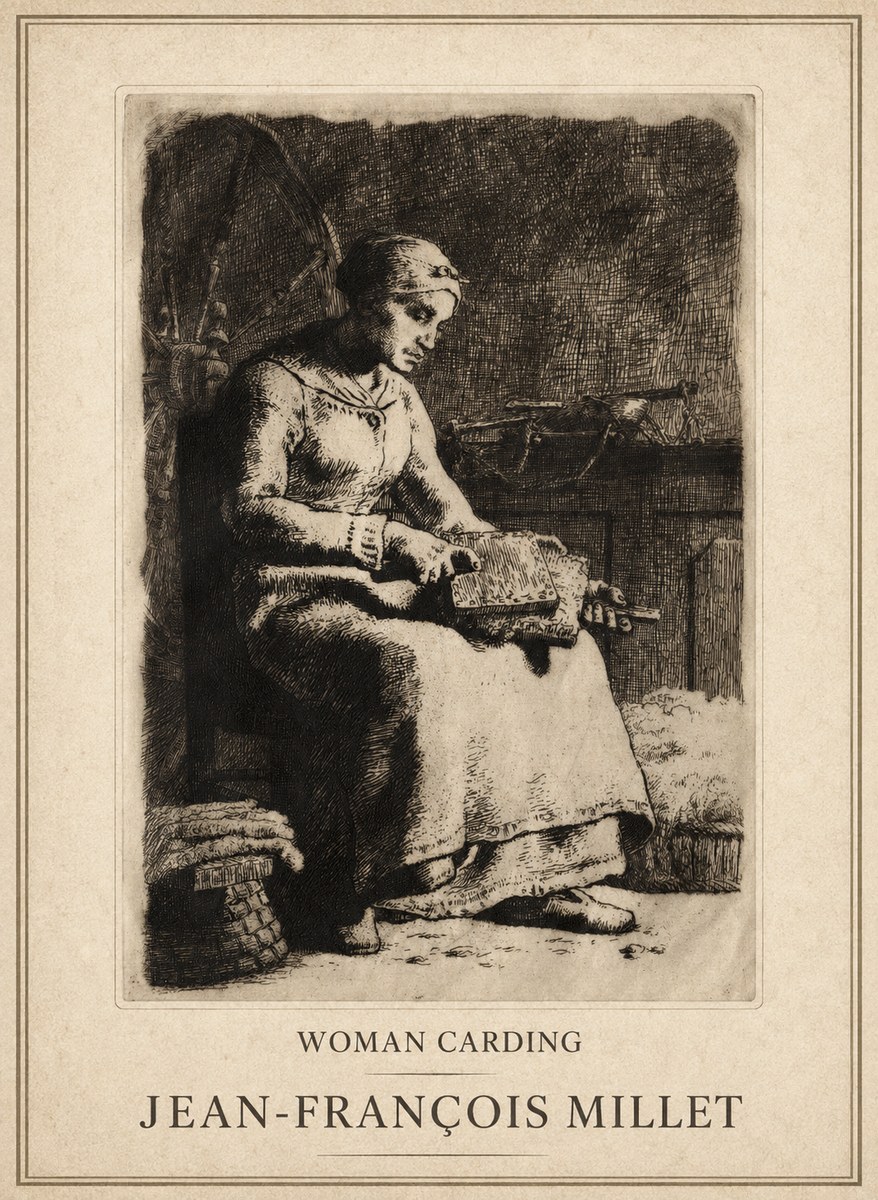 Jean-François Millet Woman Carding No1 - Poszter