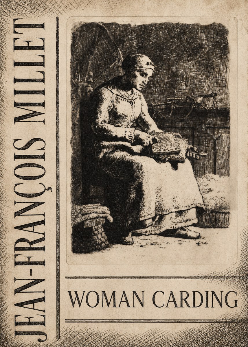Jean-François Millet Woman Carding No4 - Poszter