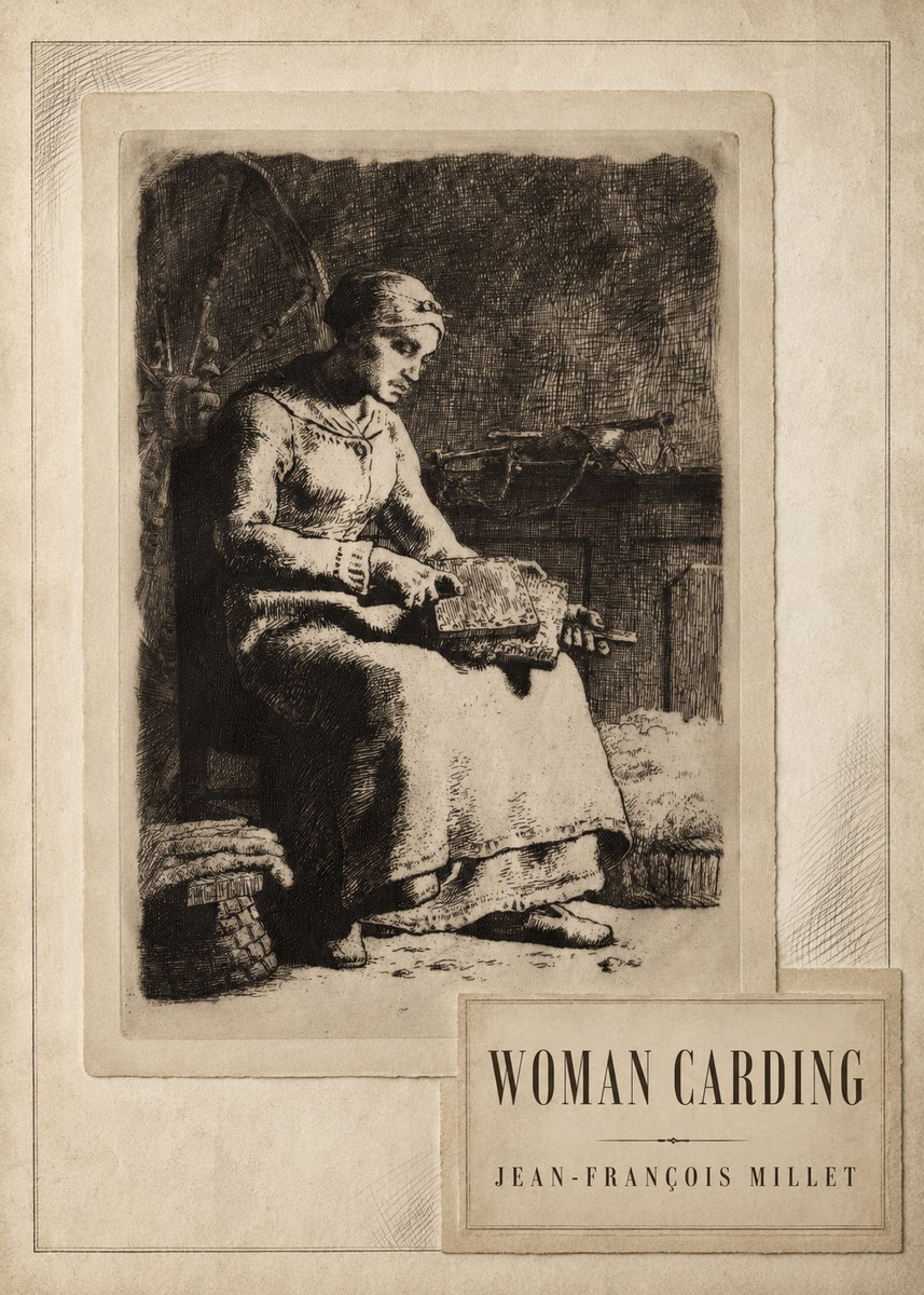 Jean-François Millet Woman Carding No6 - Poszter