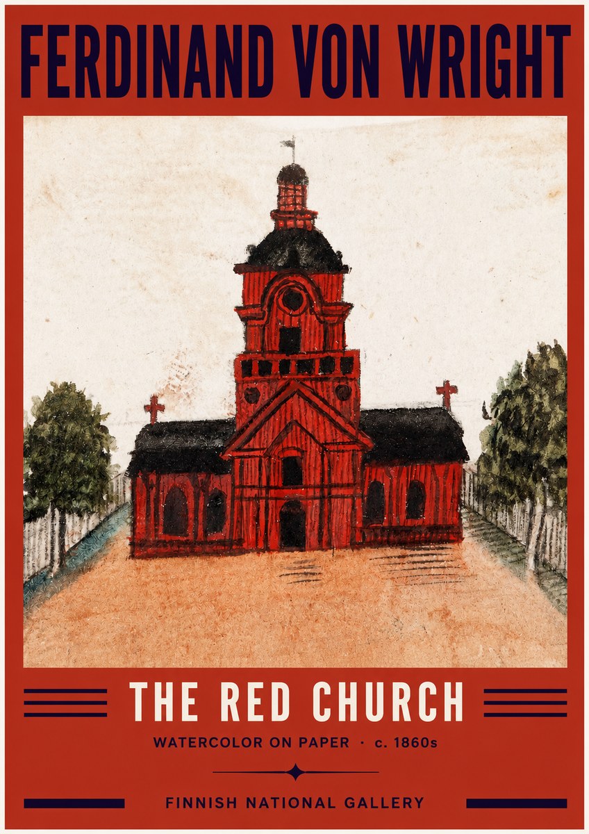 Ferdinand von Wright The Red Church No2 - Poszter