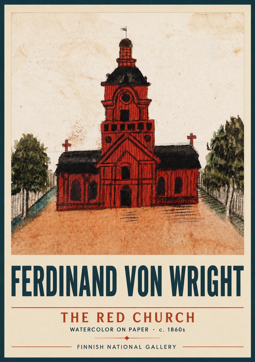 Ferdinand von Wright The Red Church No3 - Poszter