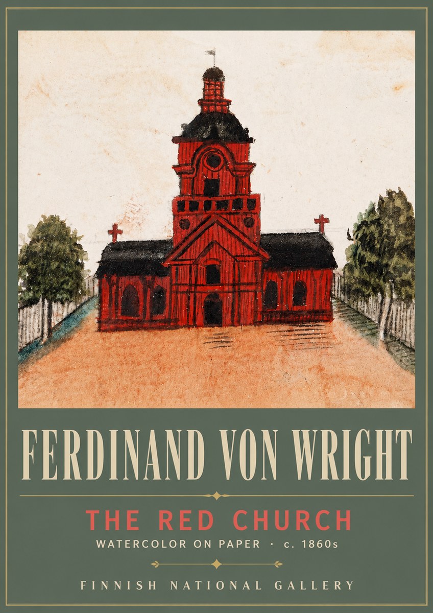 Ferdinand von Wright The Red Church No5 - Poszter