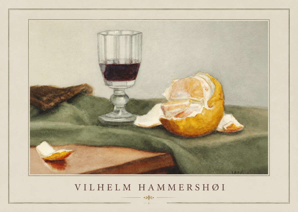 Vilhelm Hammershøi Still Life with Wine Glass and Orange No2 - Poszter