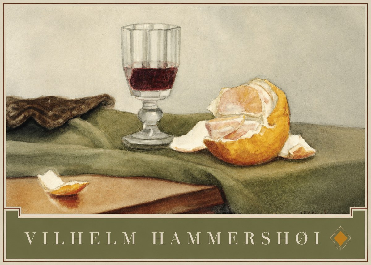 Vilhelm Hammershøi Still Life with Wine Glass and Orange No4 - Poszter