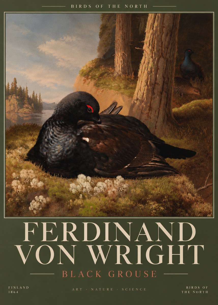 Ferdinand von Wright The Black Grouse No6 - Poszter