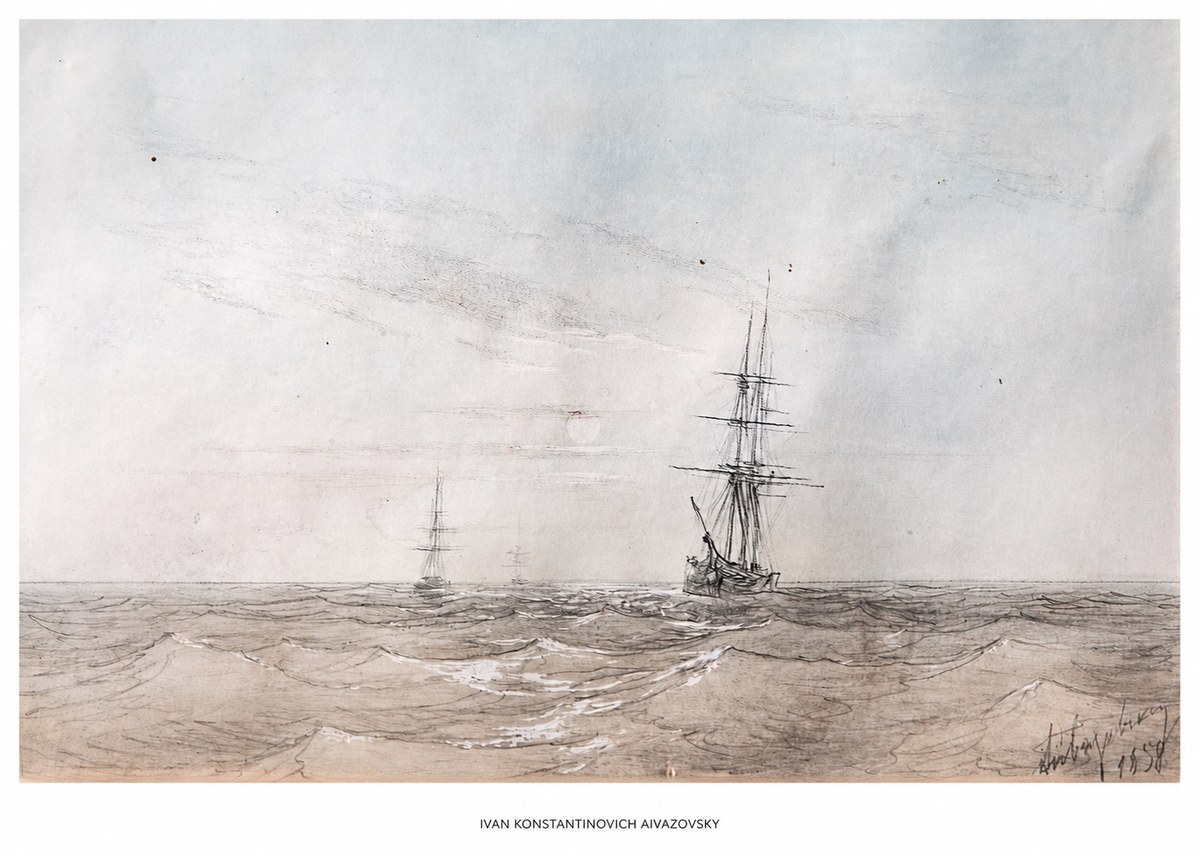 Ivan Konstantinovich Aivazovsky Two Sailing Ships at Sea No5 - Poszter