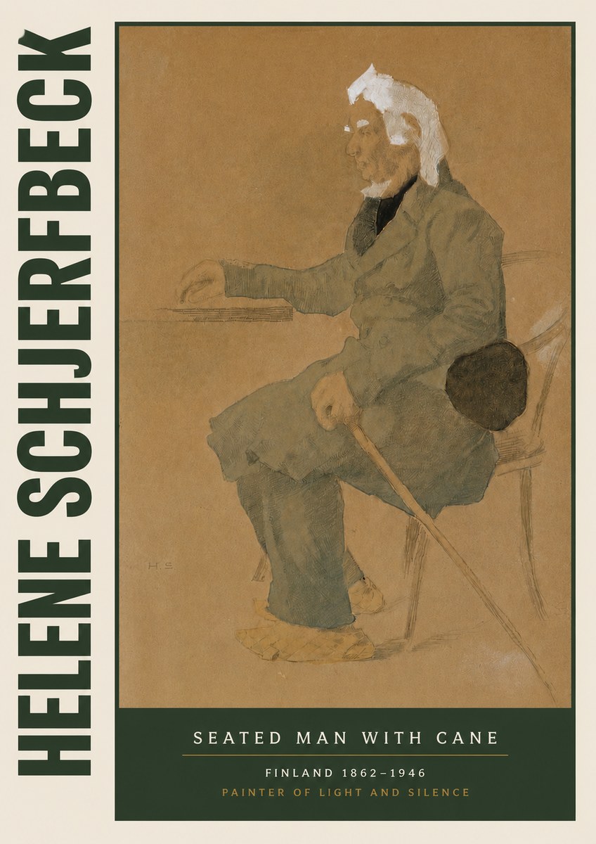 Helene Schjerfbeck Seated Man with Cane No4 - Poszter