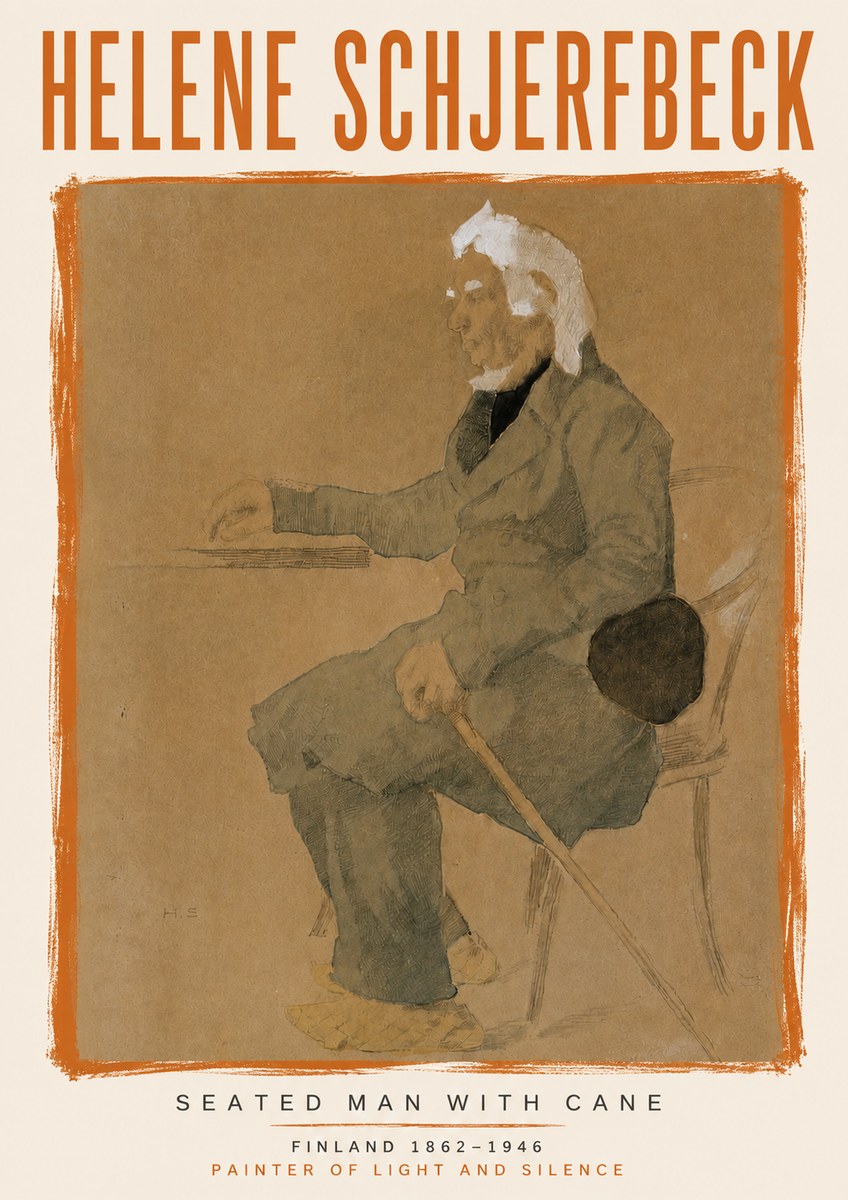 Helene Schjerfbeck Seated Man with Cane No6 - Poszter