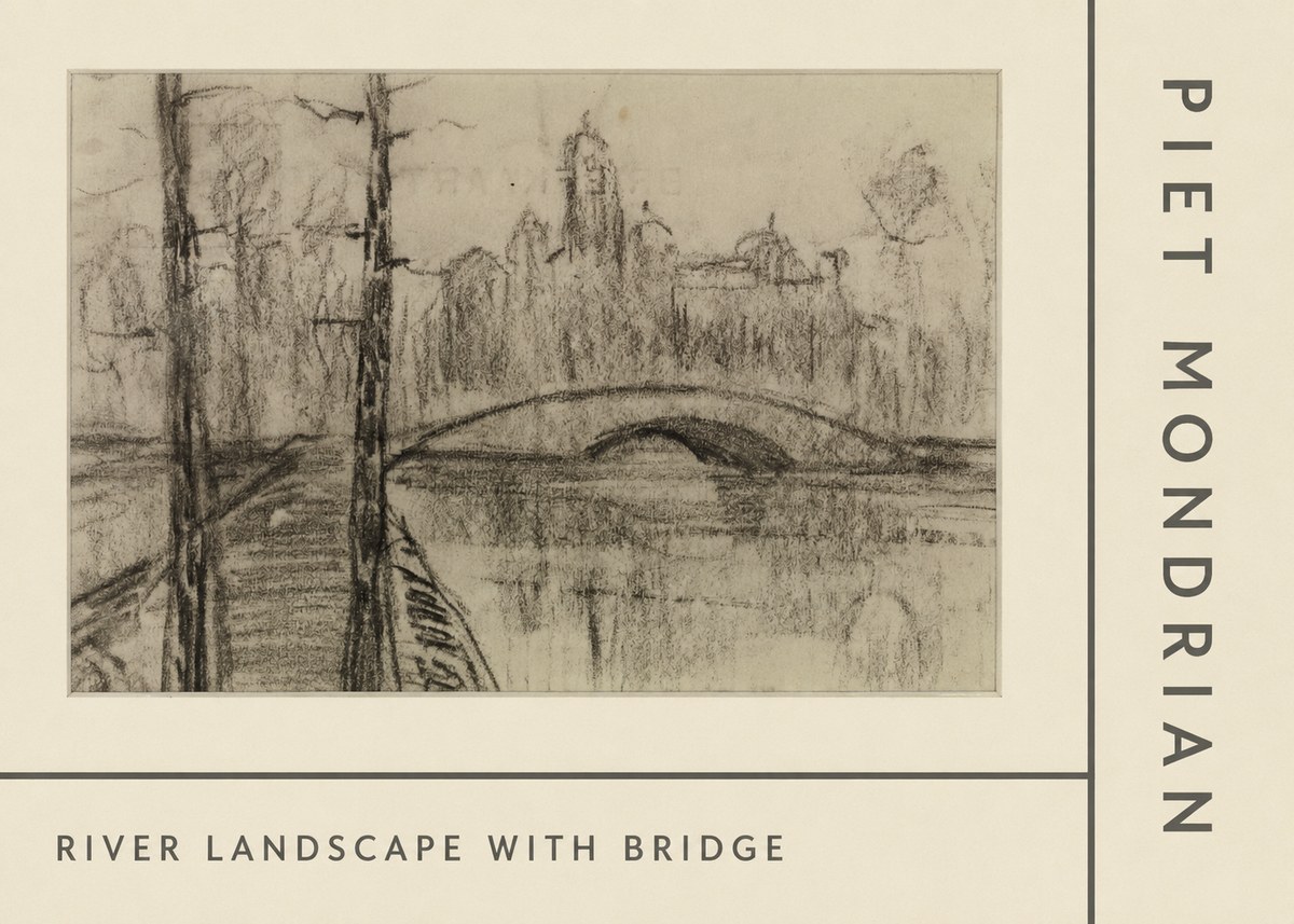 Piet Mondrian River Landscape with Bridge No2 - Poszter