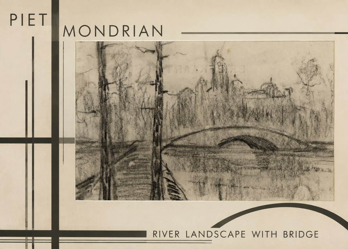 Piet Mondrian River Landscape with Bridge No6 - Poszter