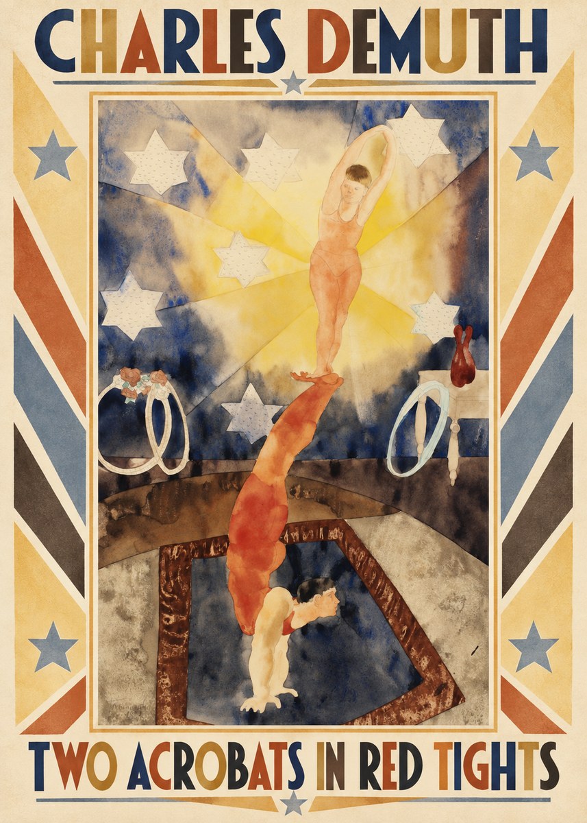Charles Demuth Two Acrobats in Red Tights No1 - Poszter