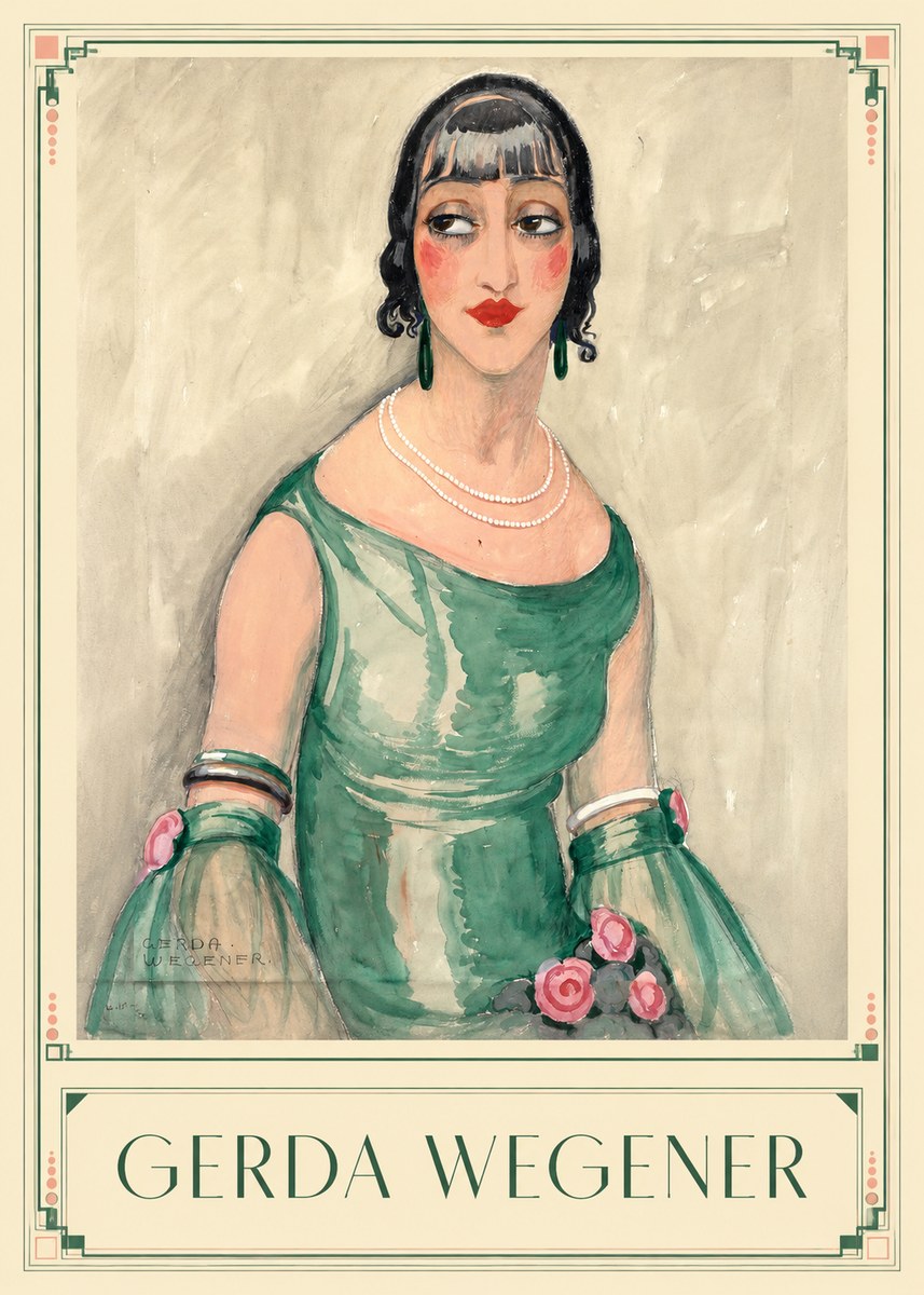 Gerda Wegener Portrait of a Woman in Green Dress No1 - Poszter