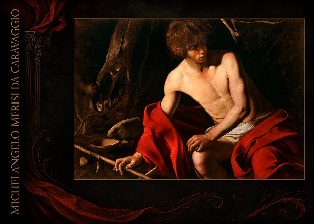 Michelangelo Merisi da Caravaggio John the Baptist (Youth with a Ram) No3 - Poszter