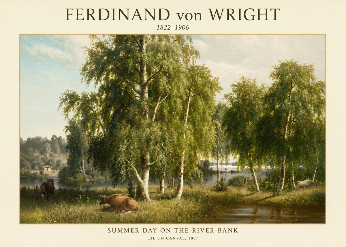 Ferdinand von Wright Summer Day on the River Bank No1 - Poszter