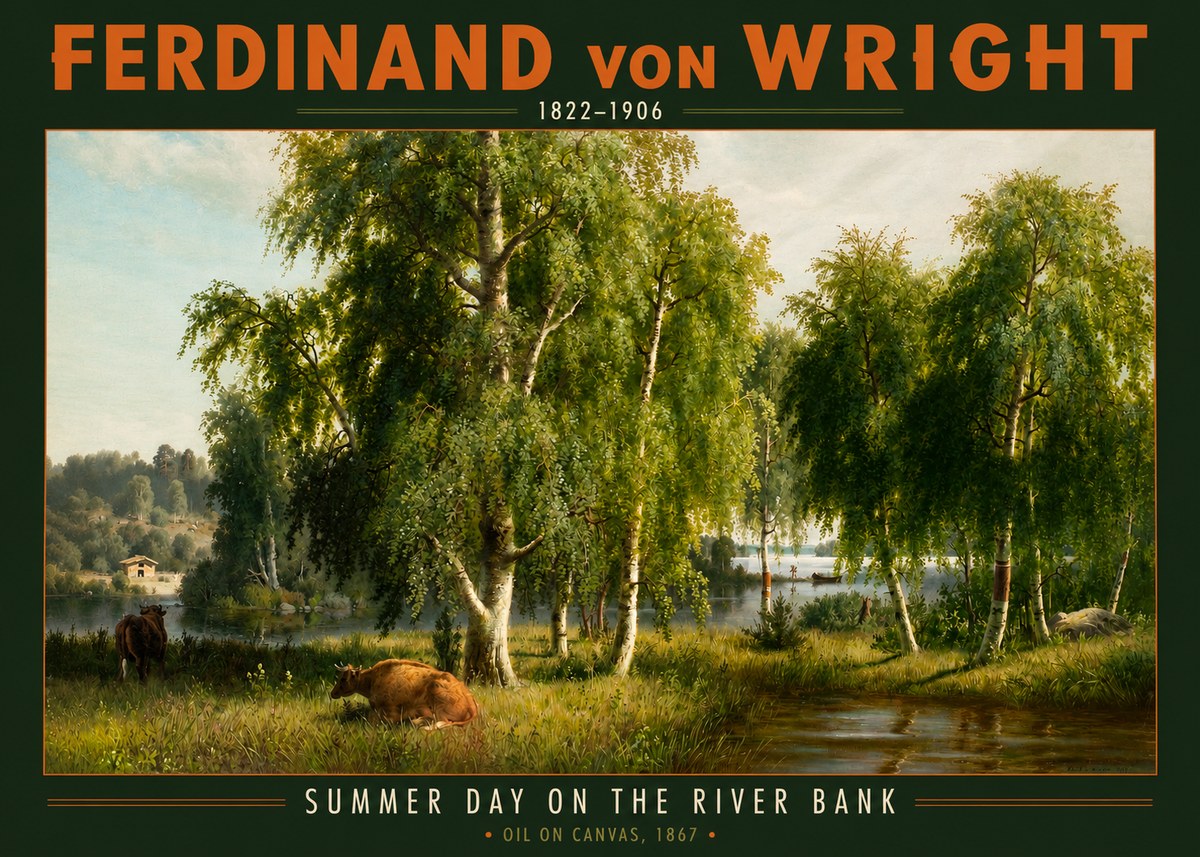 Ferdinand von Wright Summer Day on the River Bank No2 - Poszter