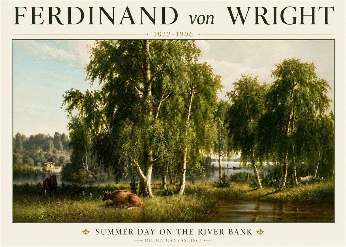 Ferdinand von Wright Summer Day on the River Bank No4 - Poszter