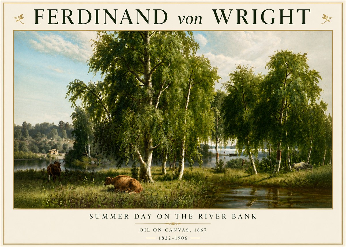 Ferdinand von Wright Summer Day on the River Bank No6 - Poszter