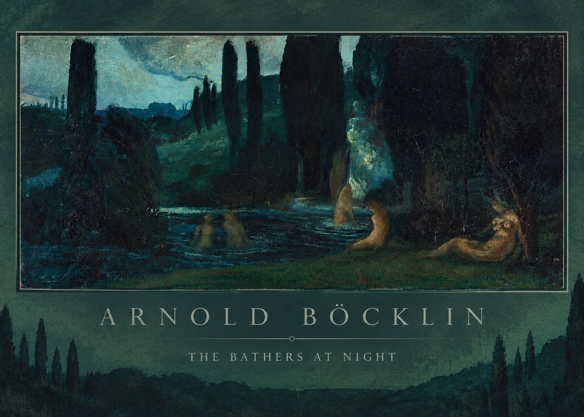 Arnold Böcklin The Bathers at Night No6 - Poszter