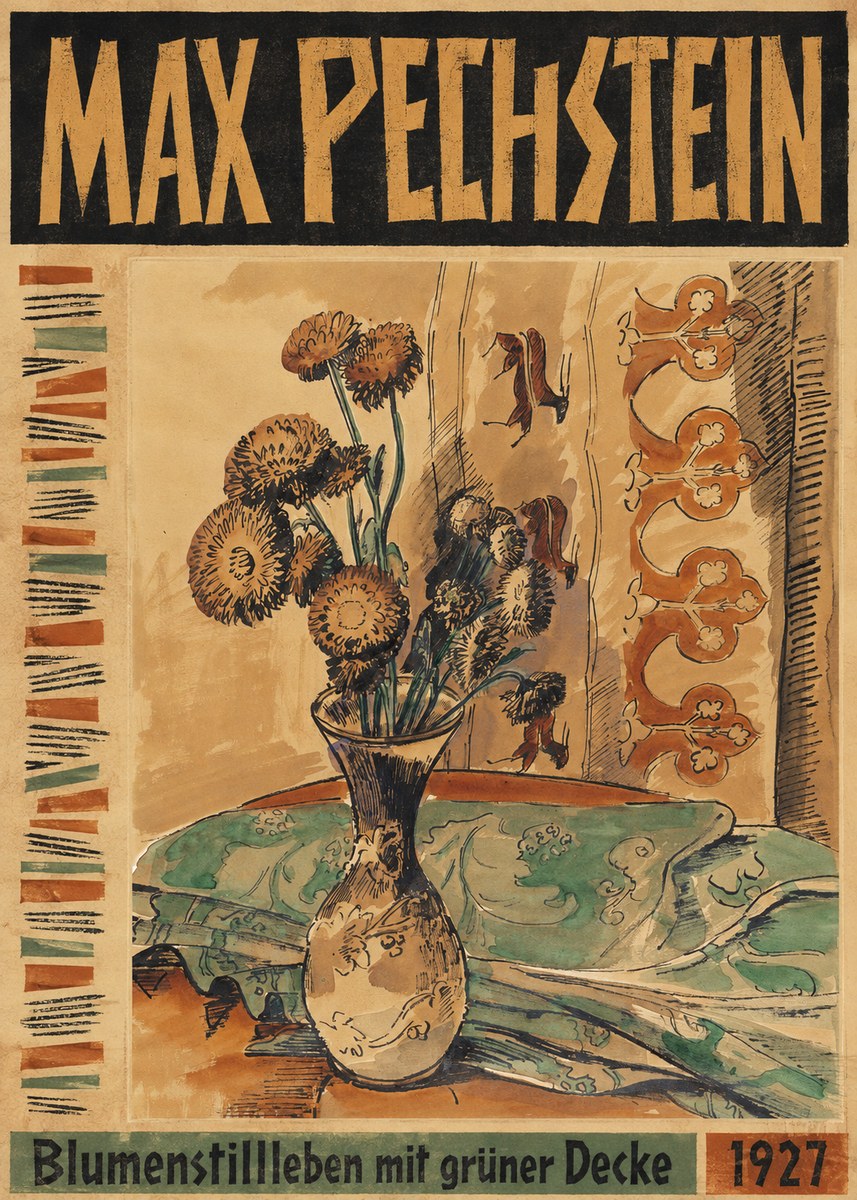 Max Pechstein Blumenstillleben Mit Grüner Decke No3 - Poszter