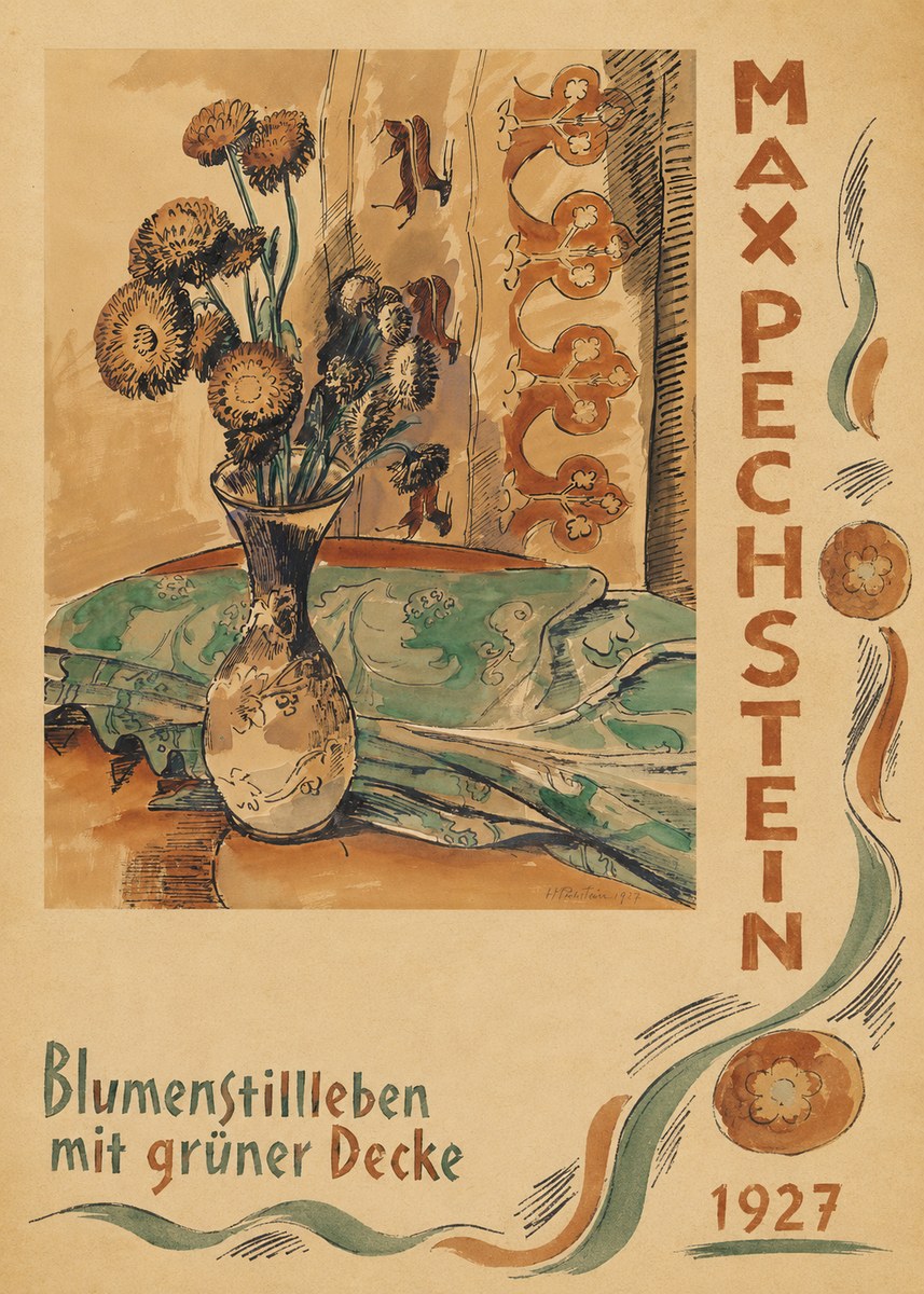 Max Pechstein Blumenstillleben Mit Grüner Decke No4 - Poszter