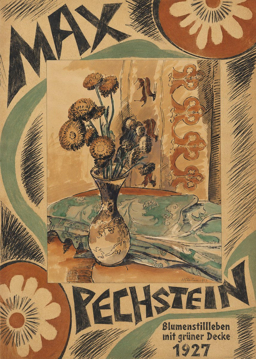 Max Pechstein Blumenstillleben Mit Grüner Decke No6 - Poszter