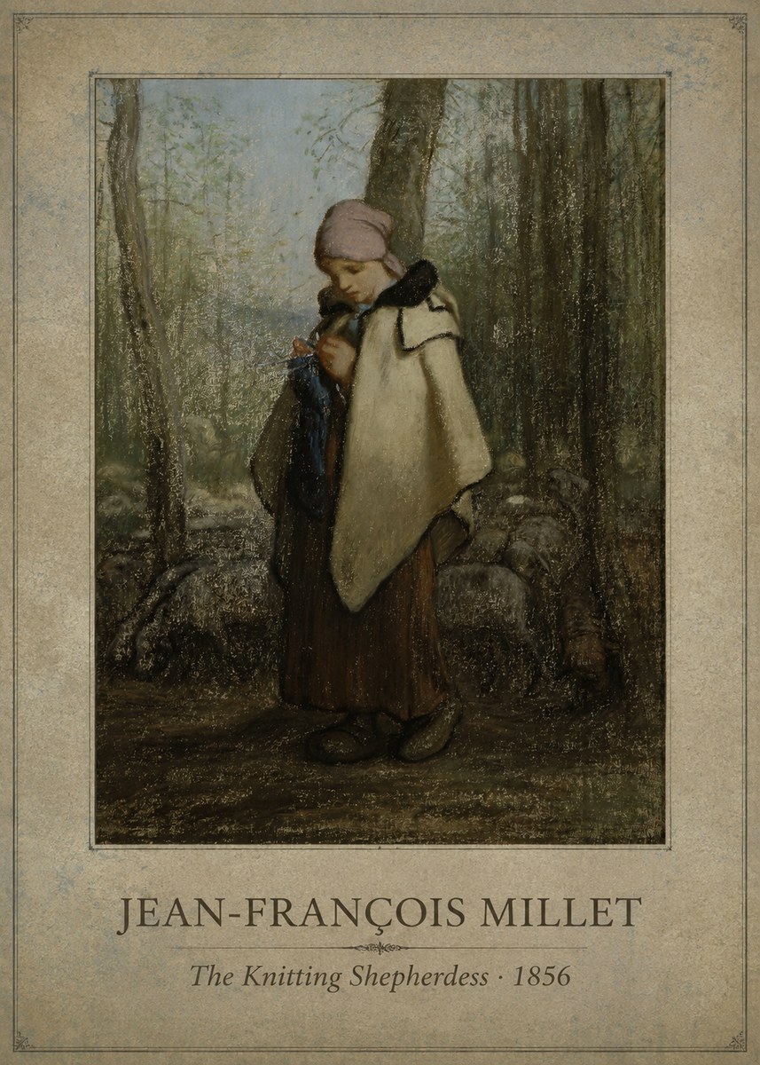Jean-François Millet The Knitting Shepherdess · 1856 No1 - Poszter