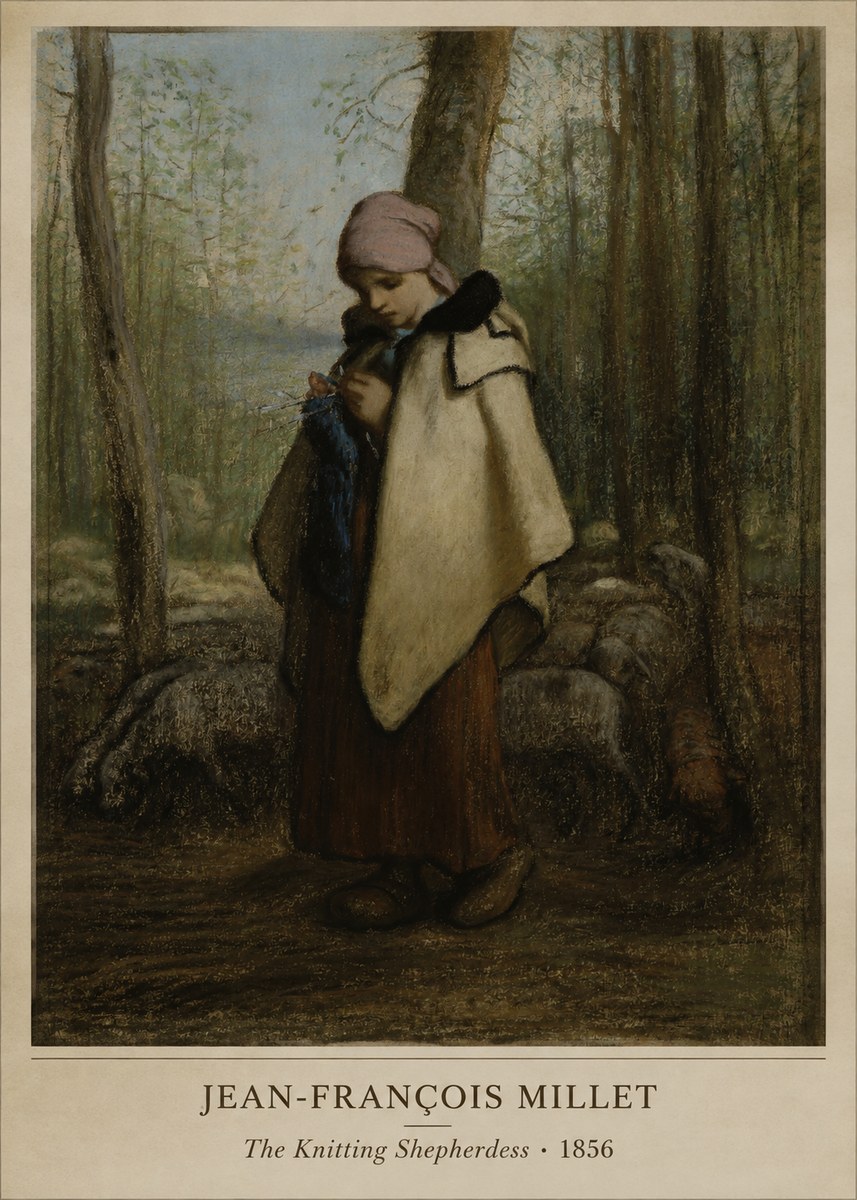 Jean-François Millet The Knitting Shepherdess · 1856 No5 - Poszter