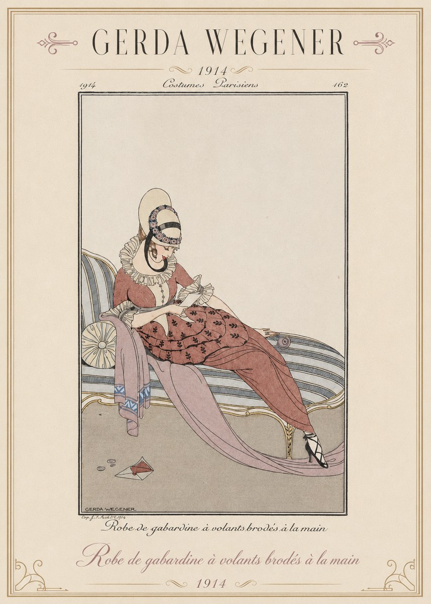 Gerda Wegener Robe De Gabardine À Volants Brodés À La Main II No1 - Poszter