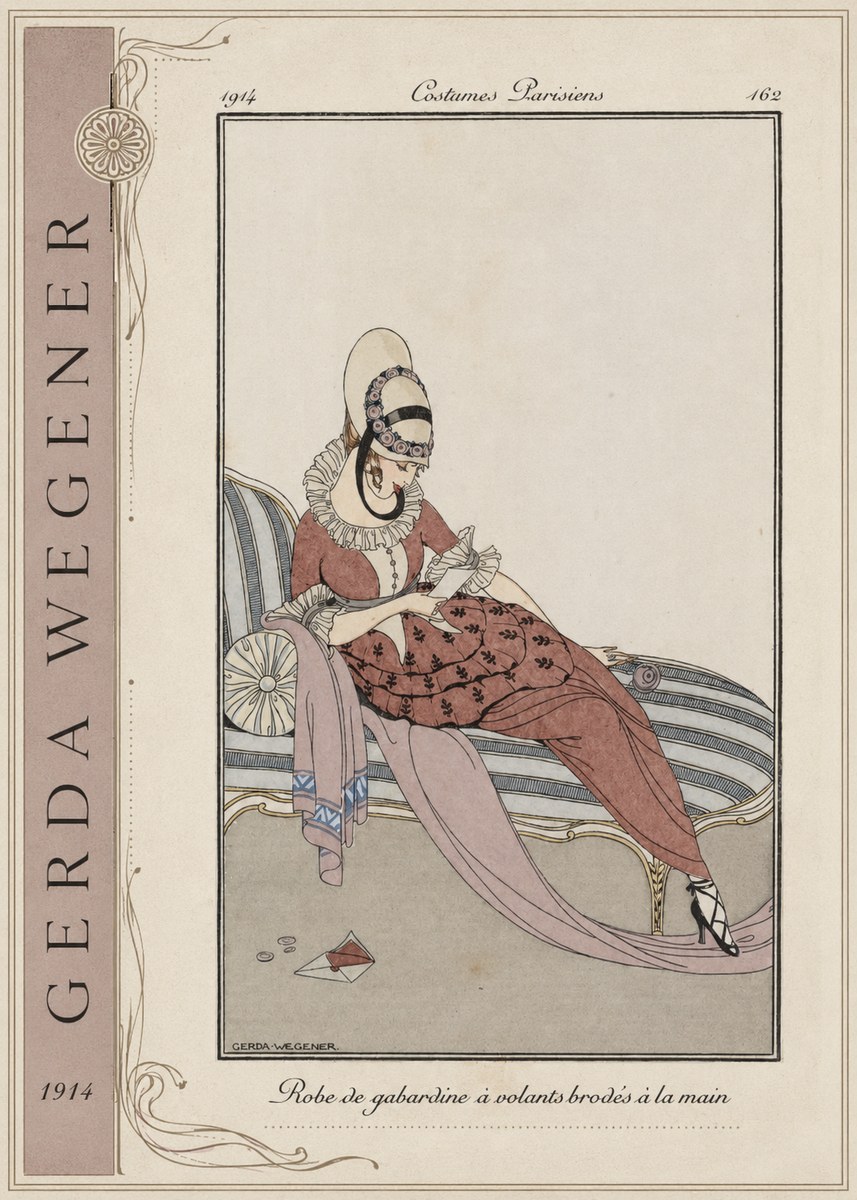 Gerda Wegener Robe De Gabardine À Volants Brodés À La Main II No2 - Poszter