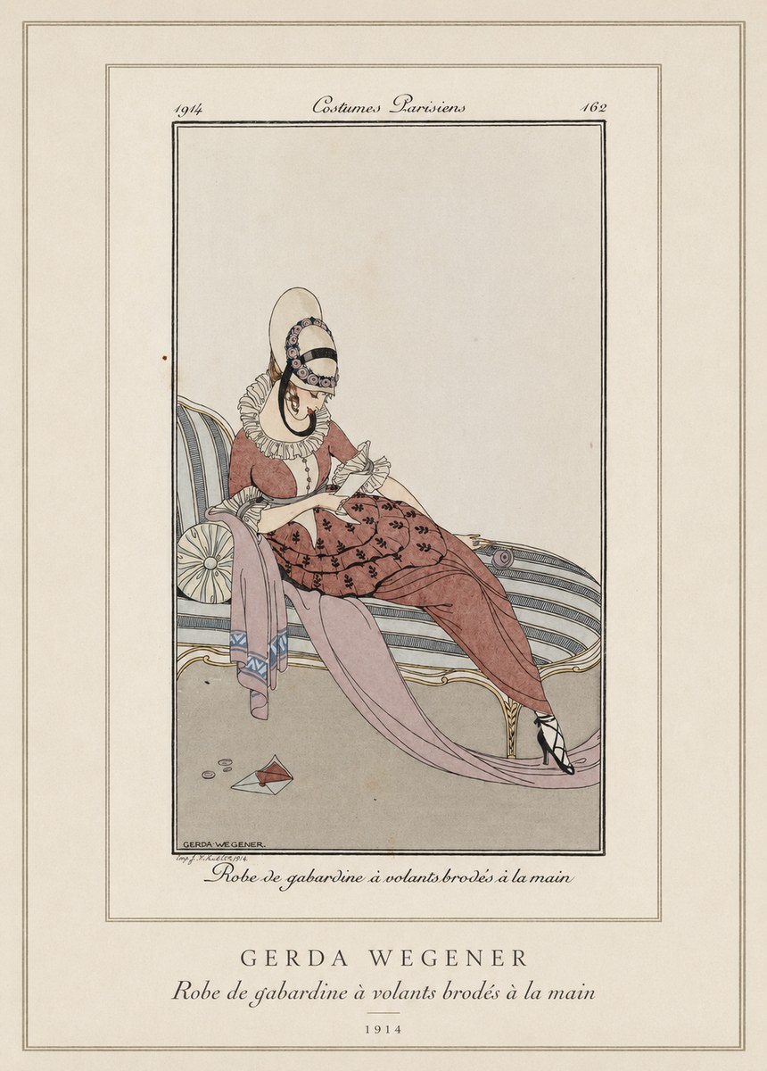 Gerda Wegener Robe De Gabardine À Volants Brodés À La Main II No3 - Poszter