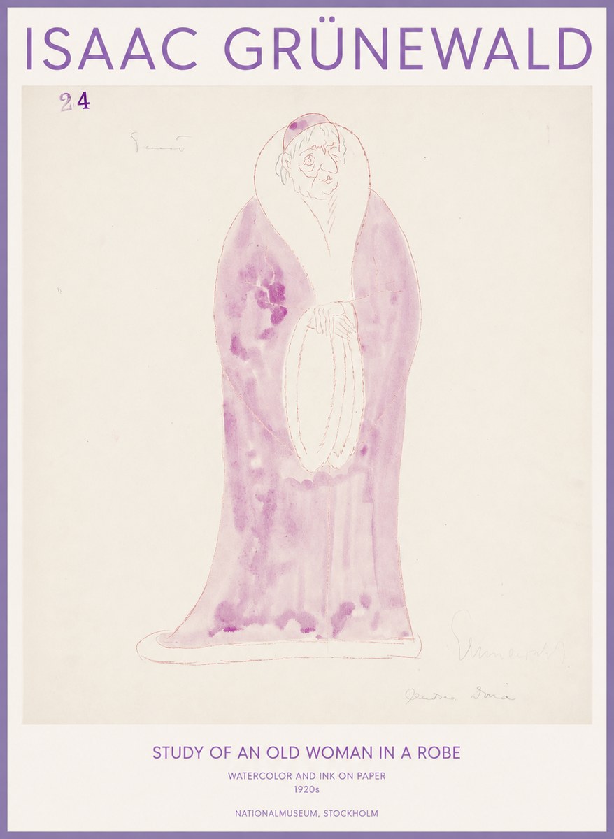Isaac Grünewald Study of an Old Woman in a Robe No1 - Poszter