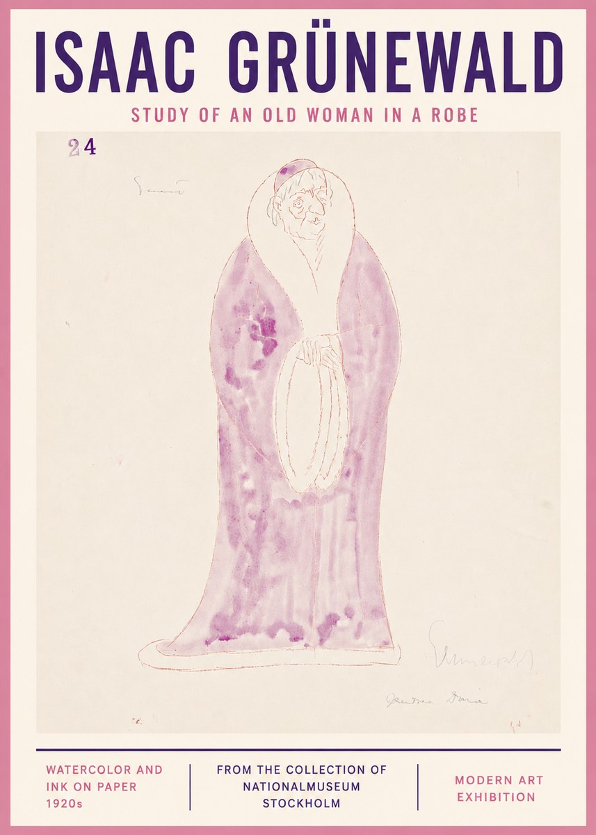 Isaac Grünewald Study of an Old Woman in a Robe No4 - Poszter