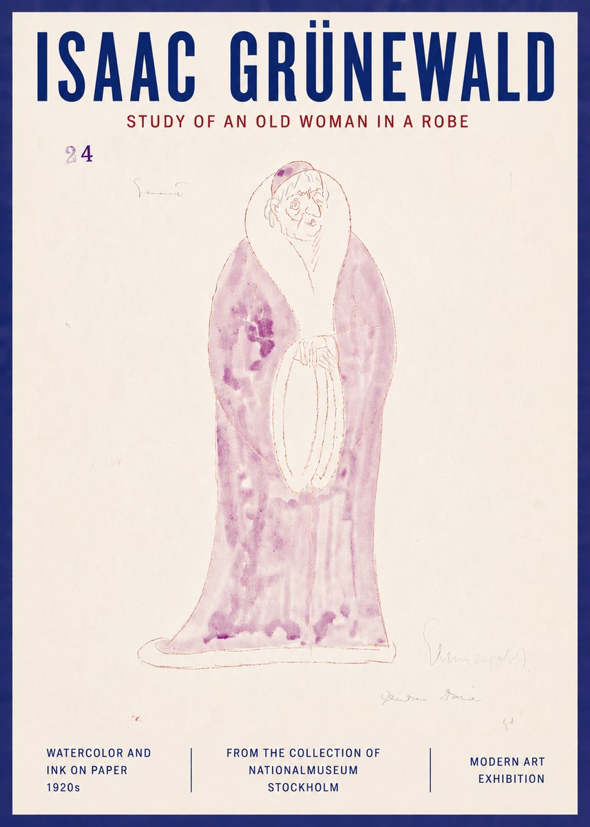 Isaac Grünewald Study of an Old Woman in a Robe No5 - Poszter