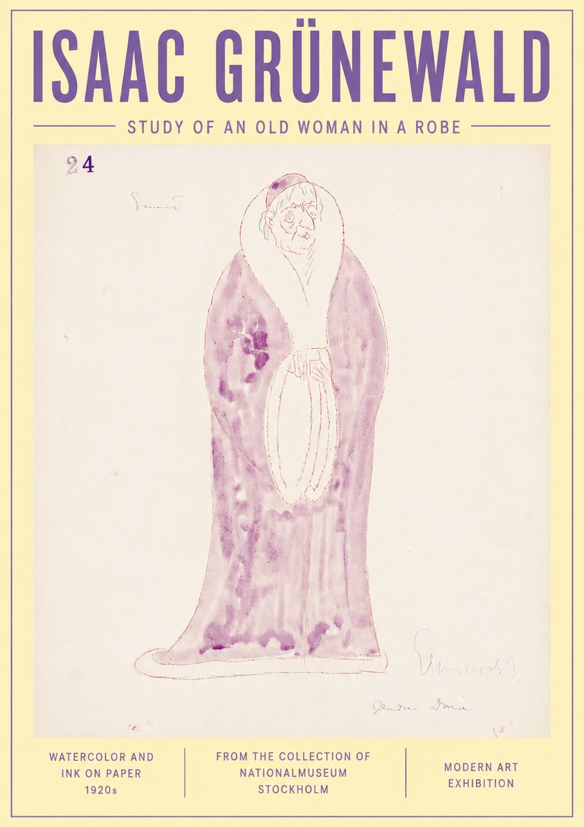 Isaac Grünewald Study of an Old Woman in a Robe No6 - Poszter