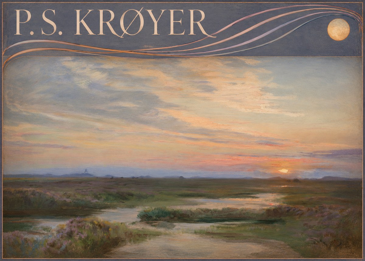 P.S. Krøyer Moorland with Sunset No6 - Poszter