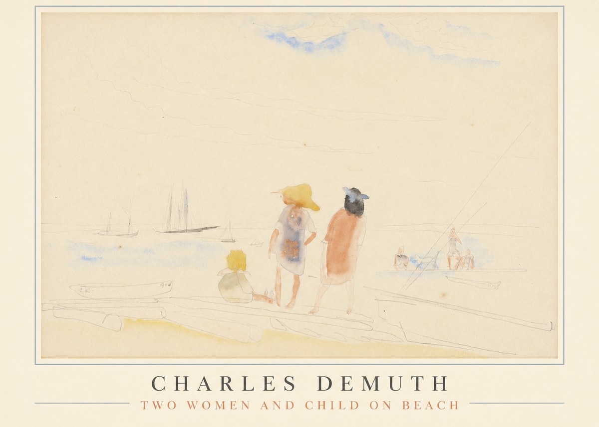 Charles Demuth Two Women and Child on Beach No1 - Poszter