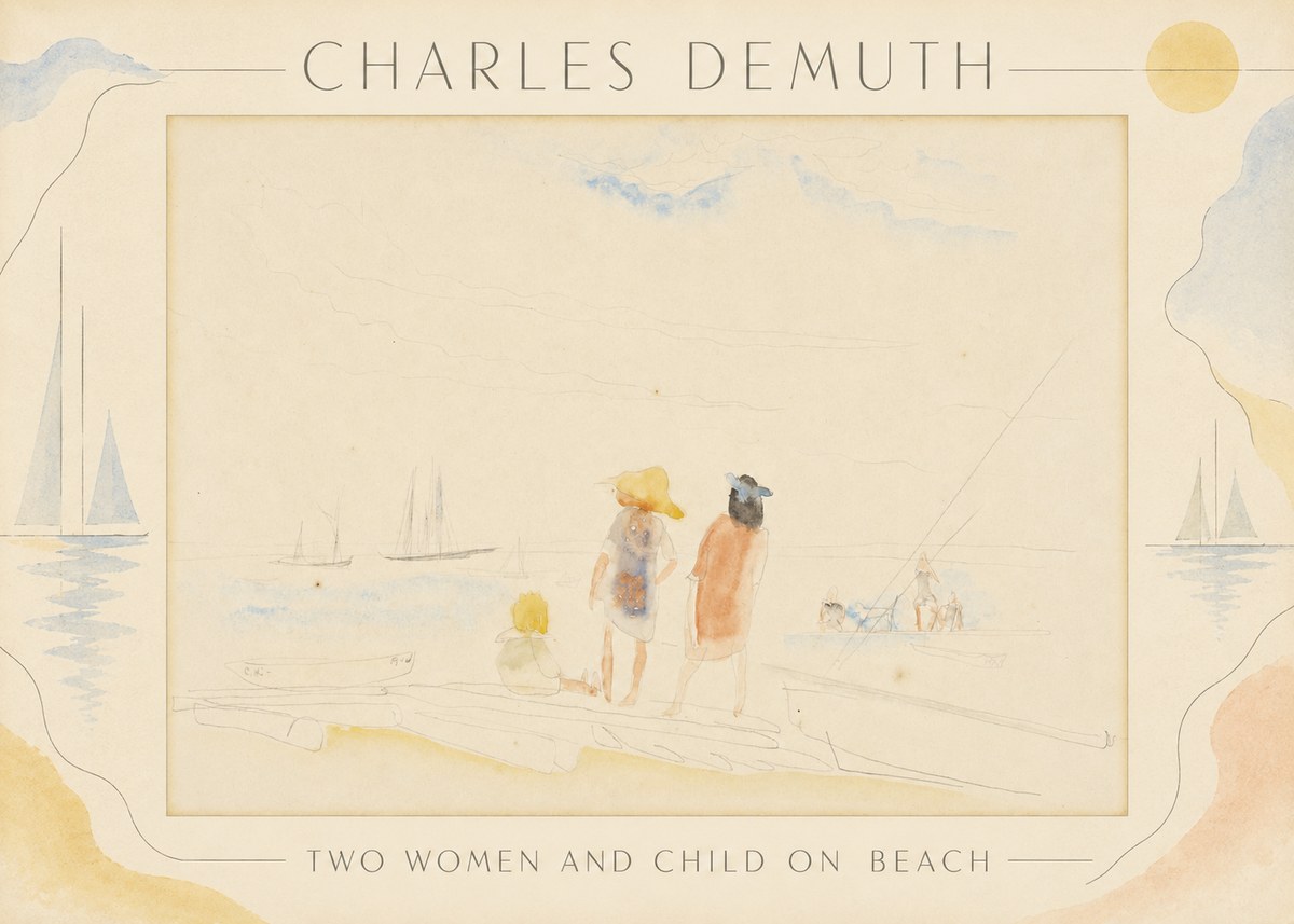 Charles Demuth Two Women and Child on Beach No3 - Poszter